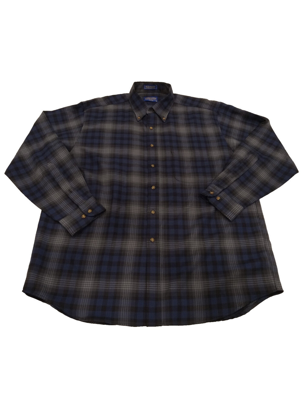 Vintage Sir Pendleton Wool Shirt Mens XL Blue Gray Ombre Plaid Button Down XL